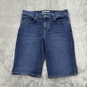 Levis Shorts Womens 29 Blue Bermuda Stretch Denim Jean Pockets Logo Outdoor Work
